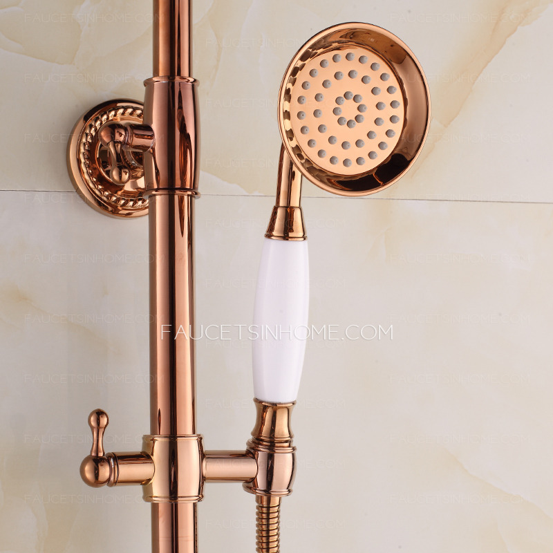 Luxury Rose Gold Two Handle Outdoor Shower Faucet System