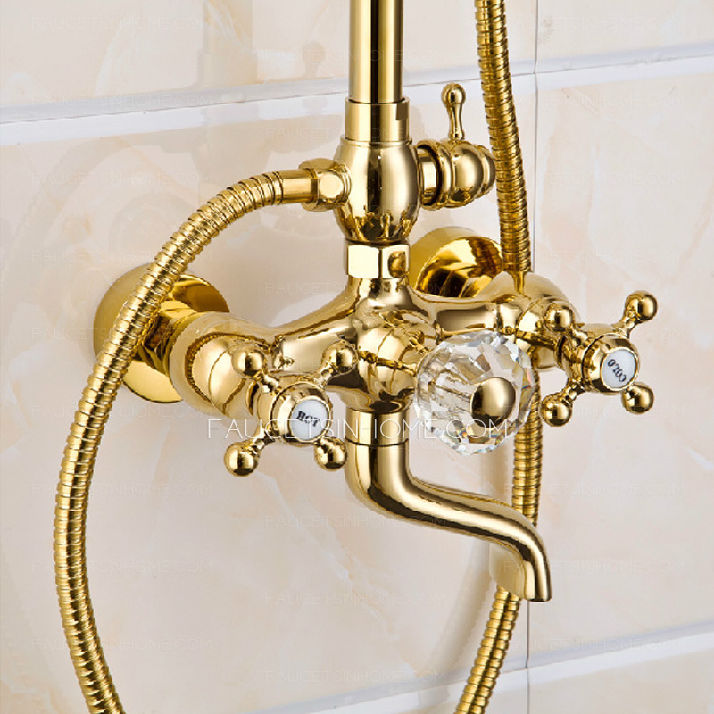 Luxury Polished Brass Vintage Handle Shower Faucet System