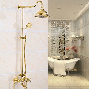 Luxury Polished Brass Vintage Handle Shower Faucet System