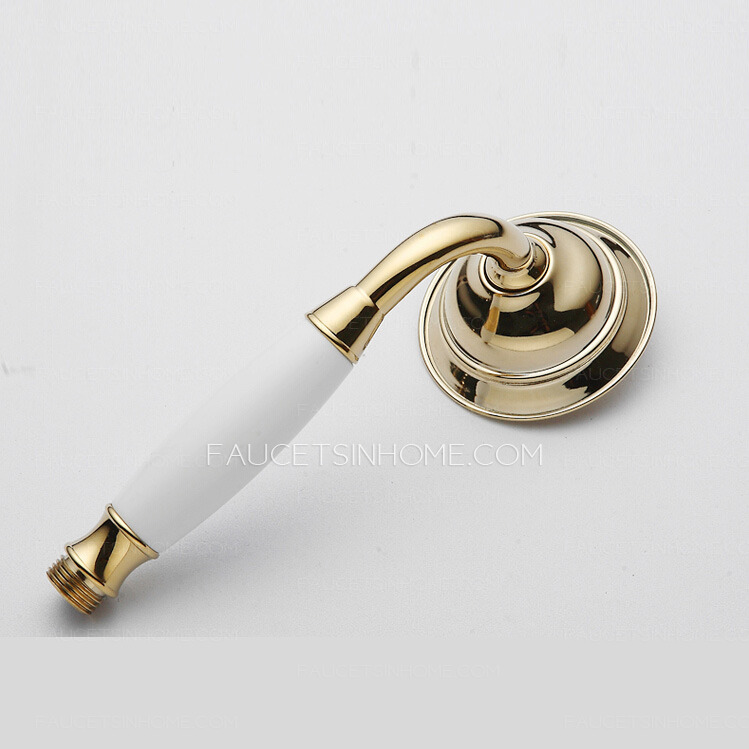 Golden Polished Brass Exposed Wall Mount Shower Faucet System