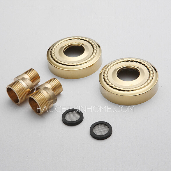 Golden Polished Brass Exposed Wall Mount Shower Faucet System