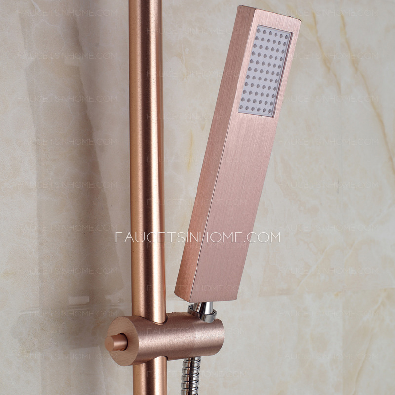Designer Champagne Gold Exposed Rain Shower Faucets System