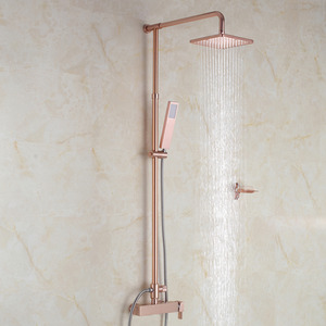 Designer Champagne Gold Exposed Rain Shower Faucets System