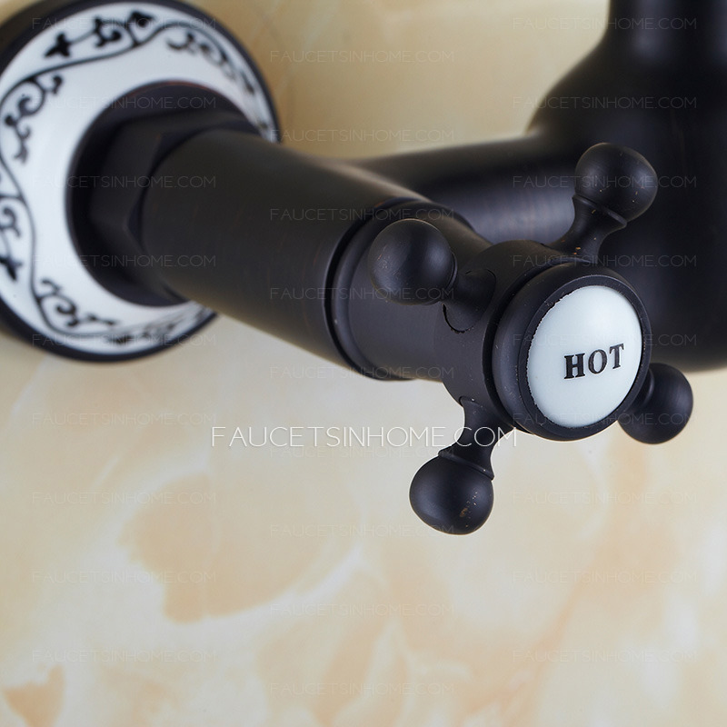 Decorative Oil Rubbed Bronze Two Hole Wall Mount Bathroom Faucets