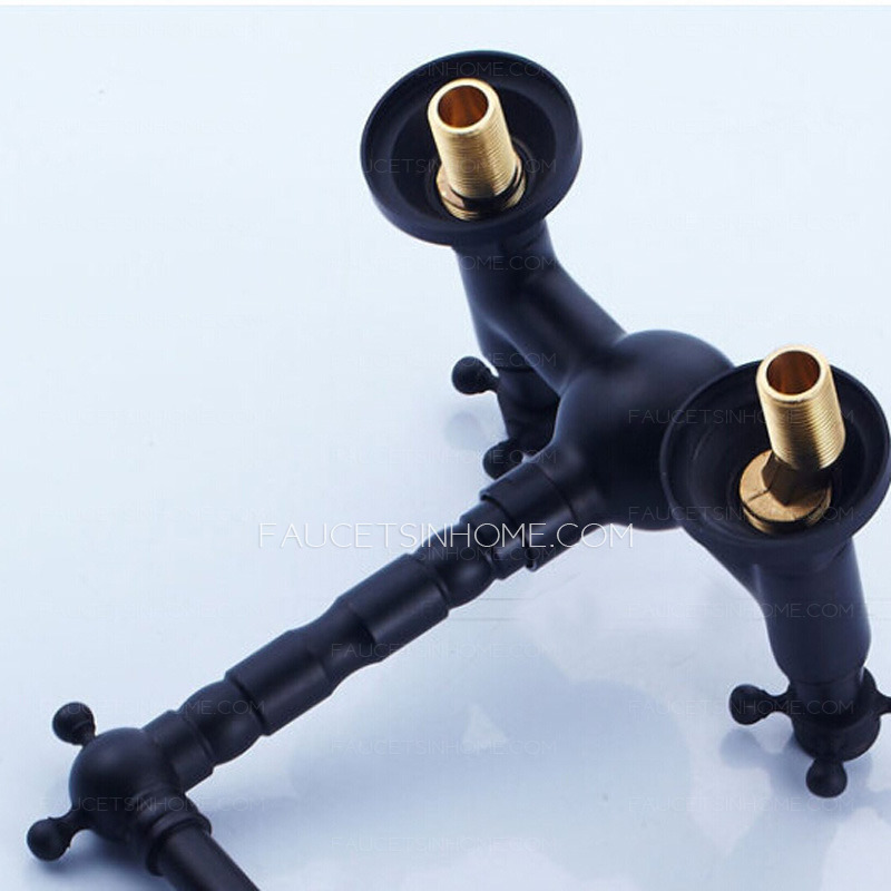 Decorative Oil Rubbed Bronze Two Hole Wall Mount Bathroom Faucets