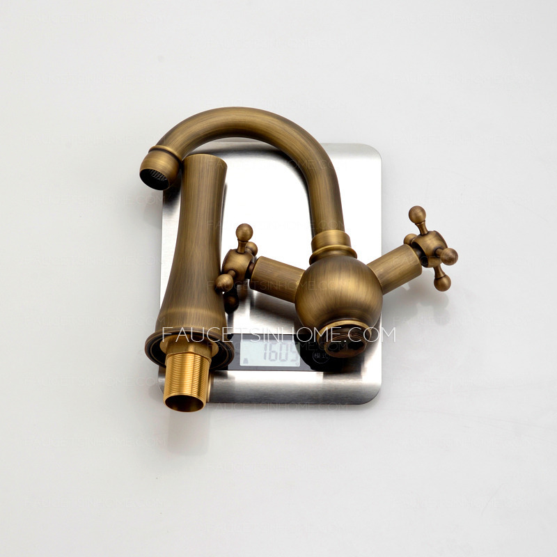 Vintage Heightening Antique Brass Bathroom Faucet Vessel Mount