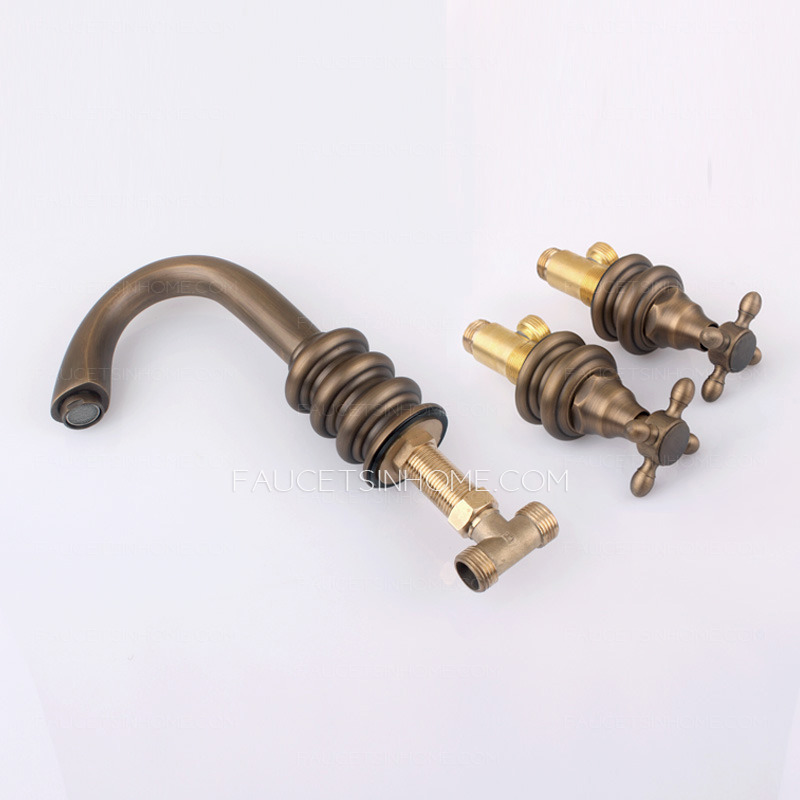 Top Rated Antique Bronze Three Hole Wide Spread Bathroom Faucets