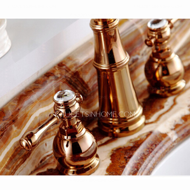 Best Rose Gold Three Hole Vintage Bathroom Sink Faucets