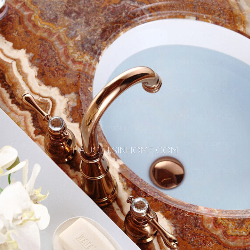Best Rose Gold Three Hole Vintage Bathroom Sink Faucets