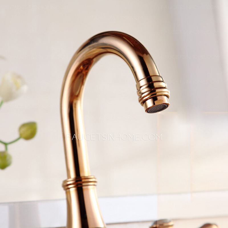 Best Rose Gold Three Hole Vintage Bathroom Sink Faucets