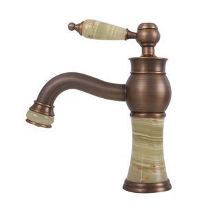 Prefessional Single Hole Jade Decorative Antique Bronze Bathroom Faucets