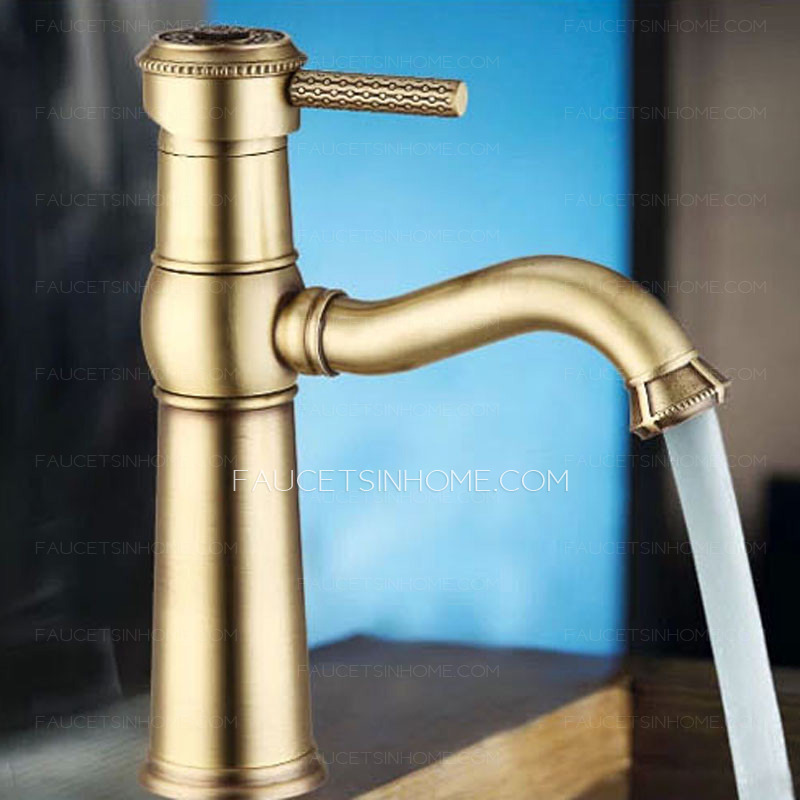 Rotatable Antique Brass Single Hole Bathroom Faucet