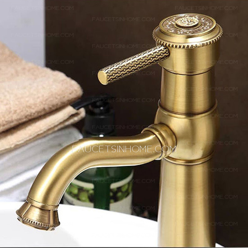 Rotatable Antique Brass Single Hole Bathroom Faucet