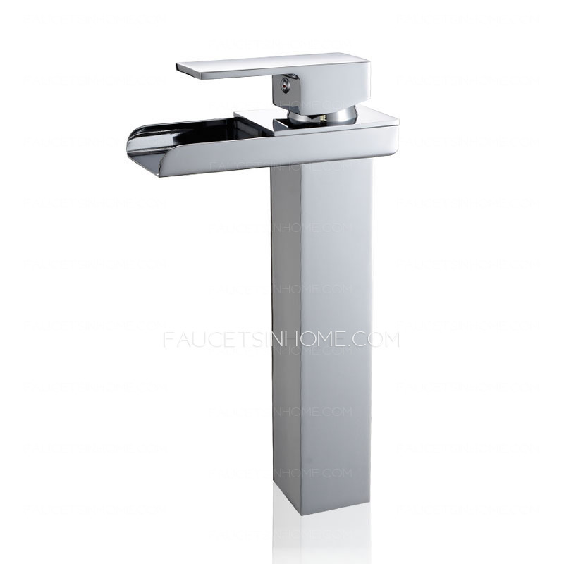 Designer Waterfall Vessel Mount Brass Bathroom Faucets