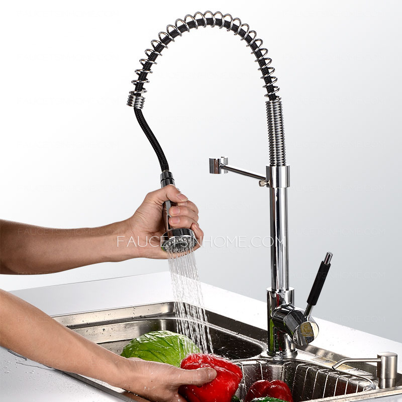 Professional Pullout Spray Brass Single Handle Kitchen Faucets