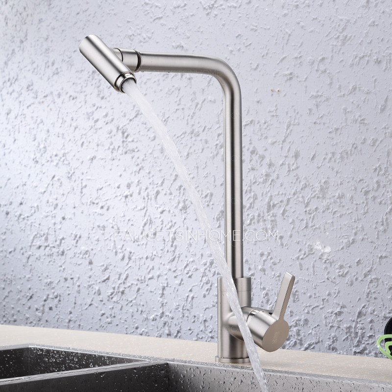 Modern Rotatable Brass Kitchen Faucet Brushed Nickel