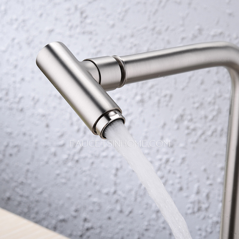 Modern Rotatable Brass Kitchen Faucet Brushed Nickel