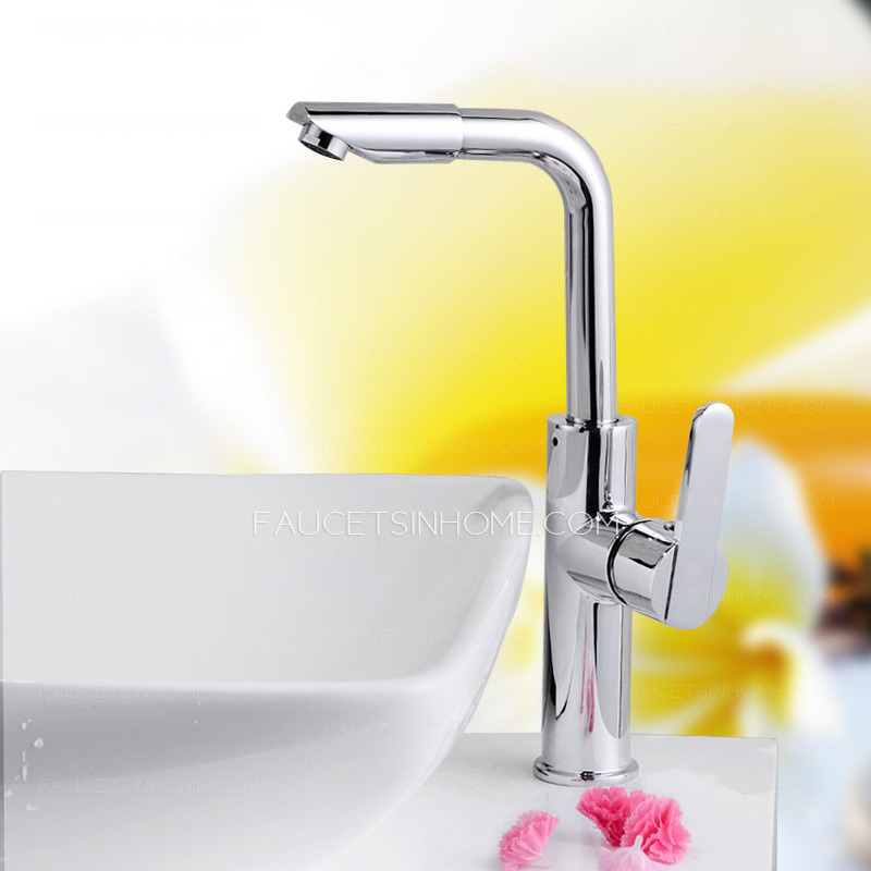 Heightening Brass Double-Rotation Kitchen Faucets Vessel Mounted