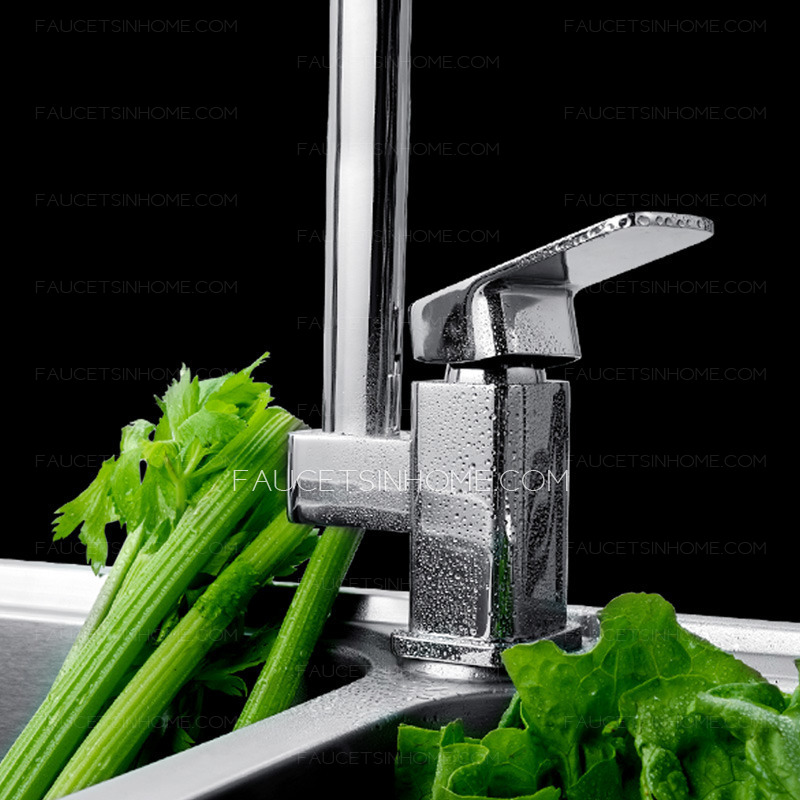 Modern Square Shaped Single Handle Kitchen Faucets