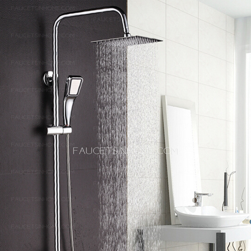 Modern Square Top Shower System With Under Faucet