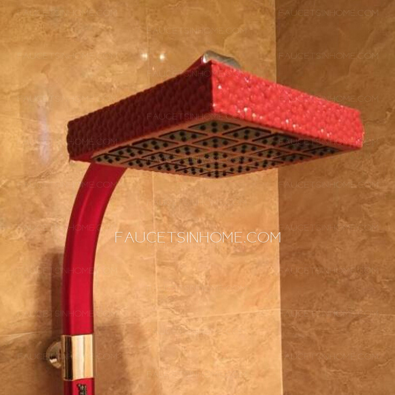 Discount Aluminum Red Wall Mounted Shower Faucet System