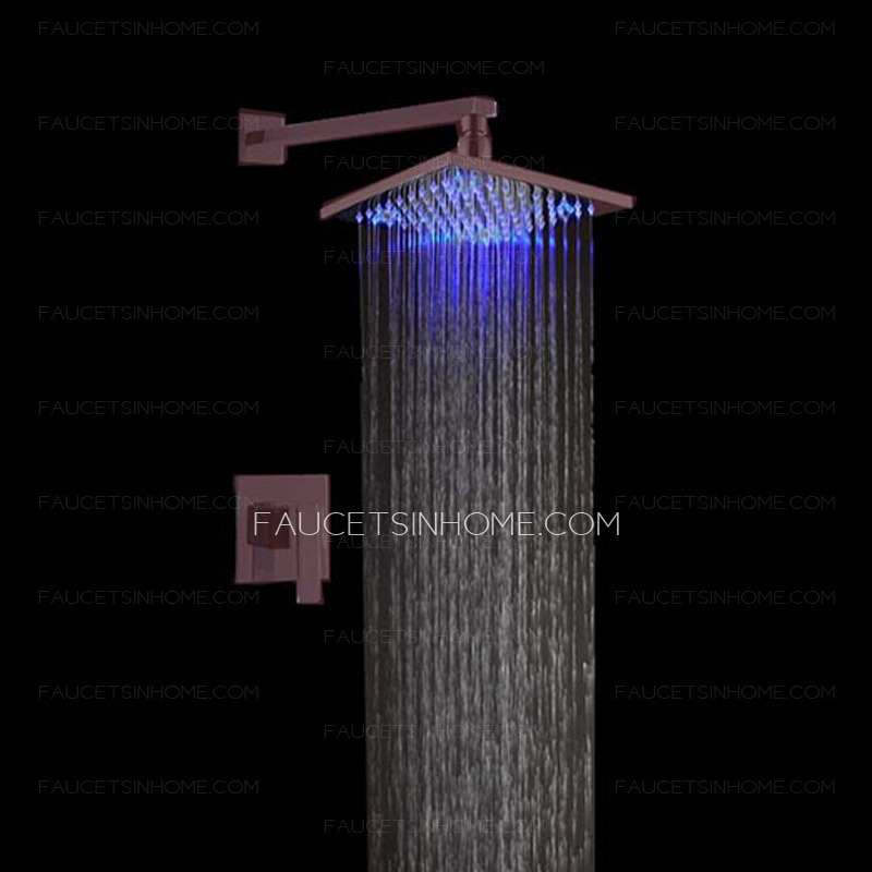 Modern Square Shaped Concealed LED Top Shower Faucet