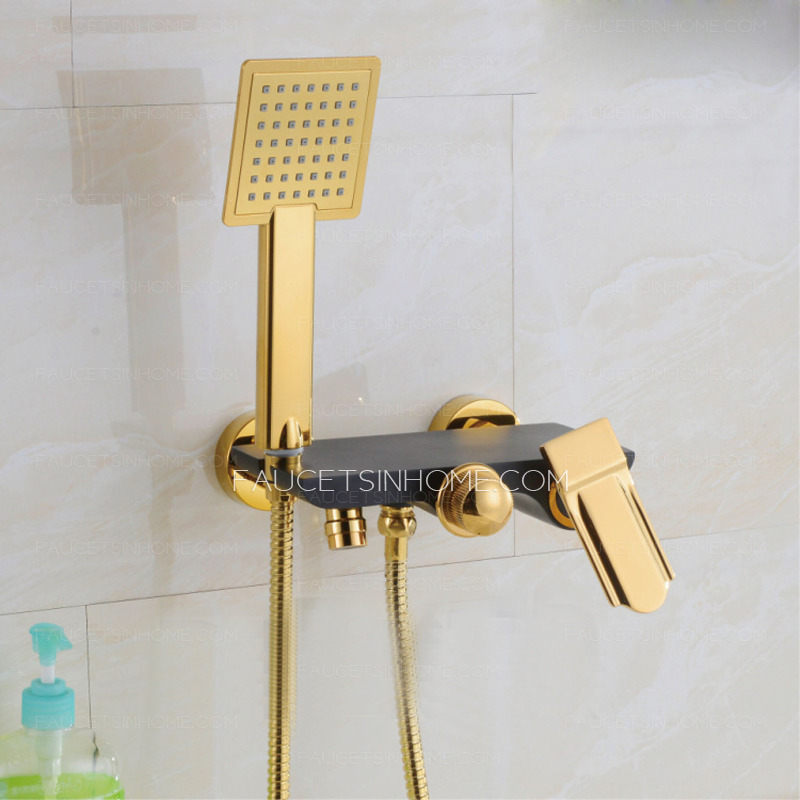 Affordable Gold/Black Brass Wall Mount Shower Faucet