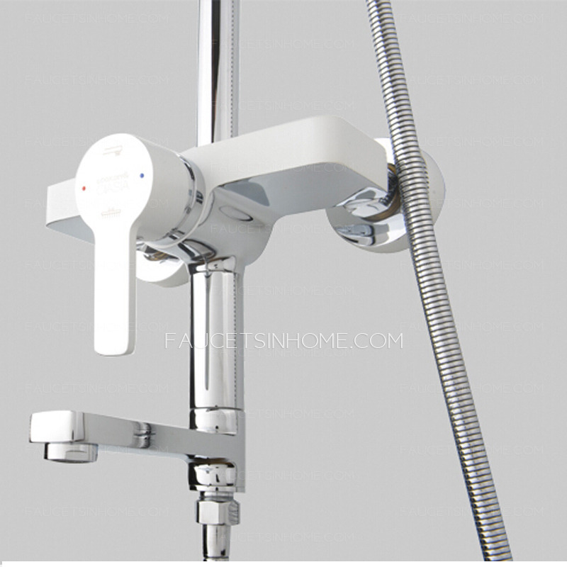 Modern White Outdoor Wall Mount Shower Faucet System