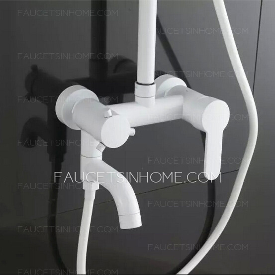 Affordable White Painting Brass Shower Faucet System Wall Mount