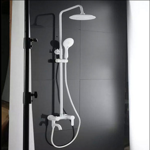 Affordable White Painting Brass Shower Faucet System Wall Mount