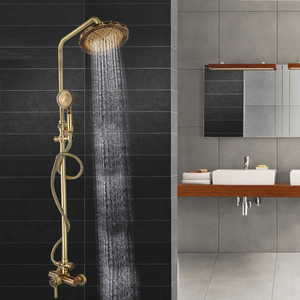 Antique Brass Exposed Rotatable Top Shower Faucet System