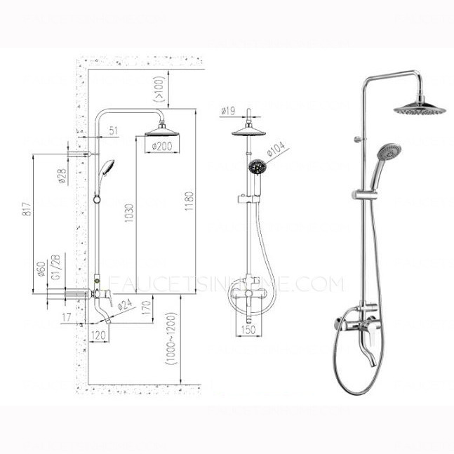 Best Brass Rain Top Exposed Shower Faucet System