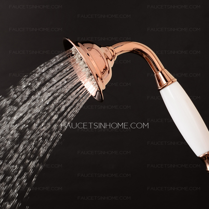 Unique Rose Gold Top Shower Head And Faucets System