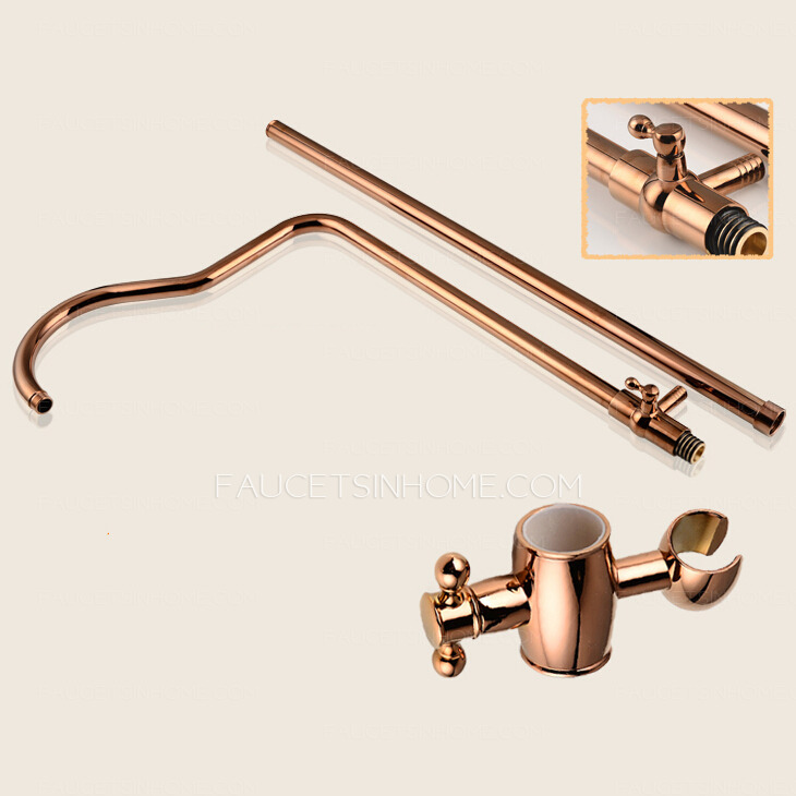 Unique Rose Gold Top Shower Head And Faucets System