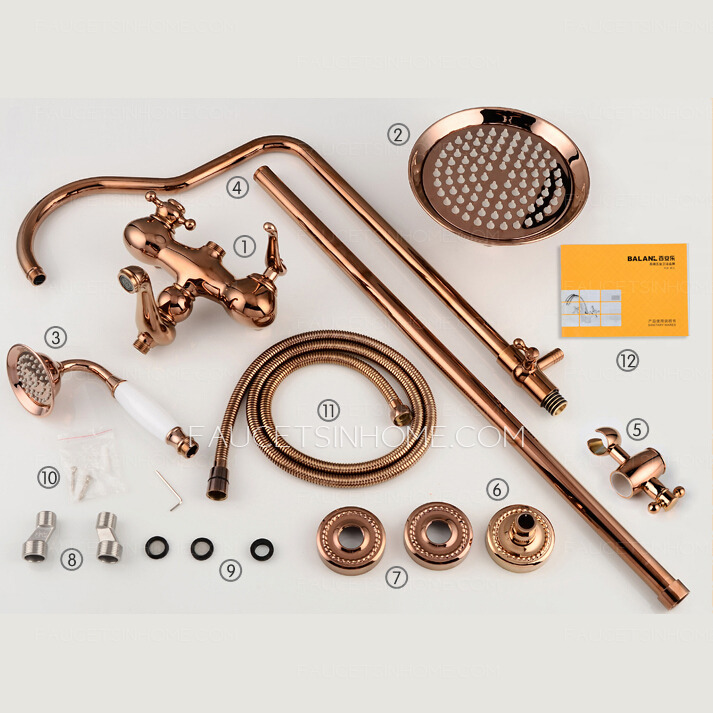 Unique Rose Gold Top Shower Head And Faucets System