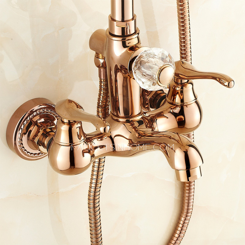 Luxury Brass Rose Gold 2 Handle Outdoor Shower Faucets
