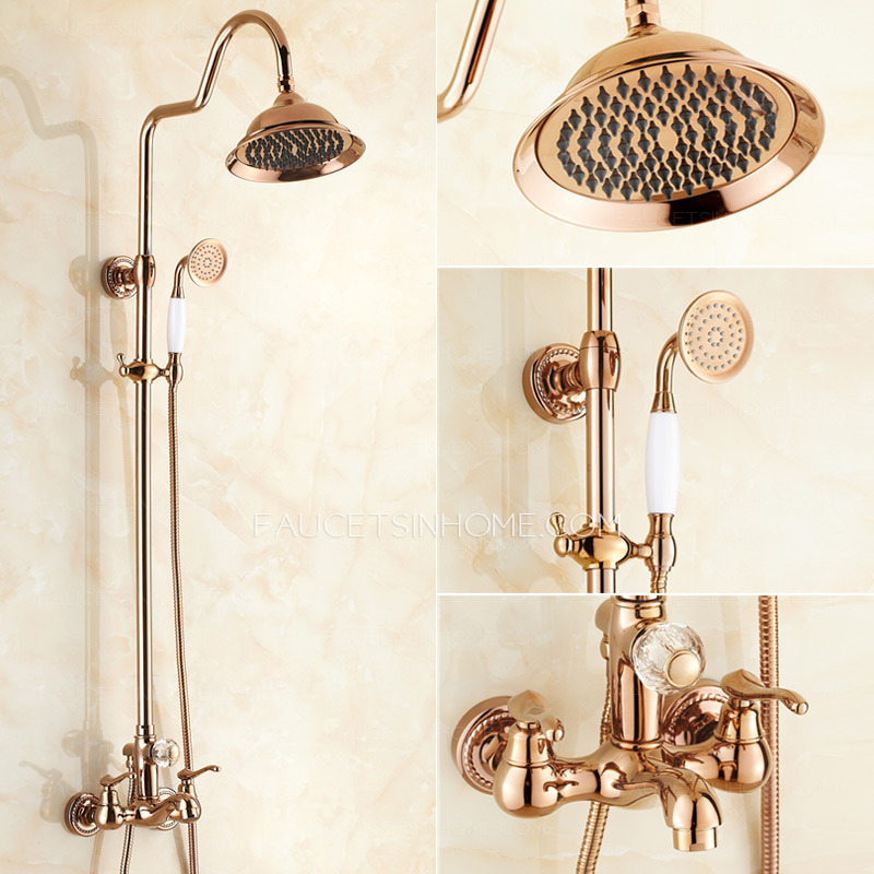 Luxury Brass Rose Gold 2 Handle Outdoor Shower Faucets