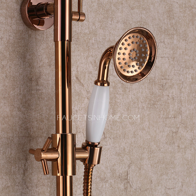 Quality Brass Outdoor Rose Gold Shower Faucets System