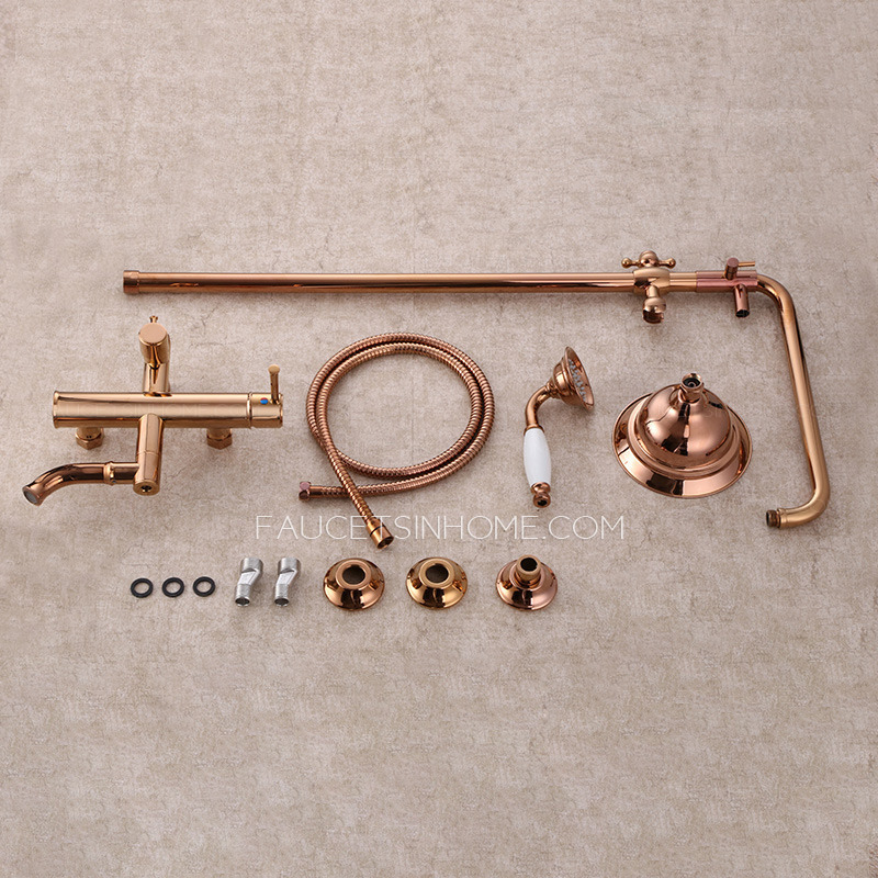 Quality Brass Outdoor Rose Gold Shower Faucets System