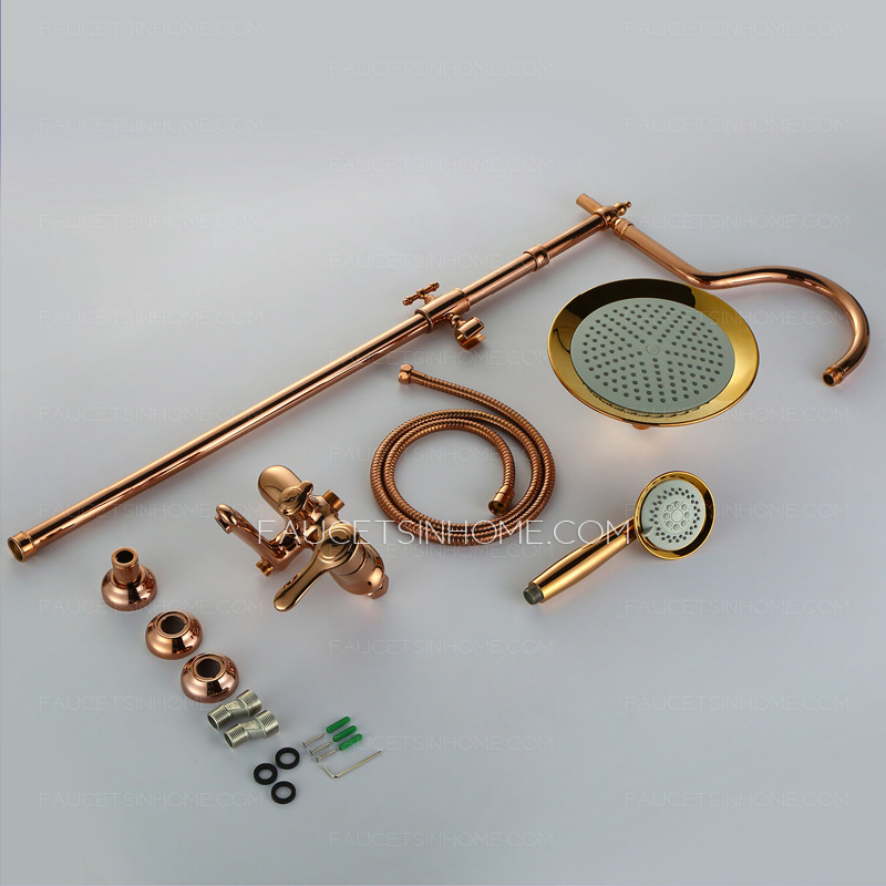 Antique Rose Gold Brass Elevating Outdoor Bathroom Shower Faucets