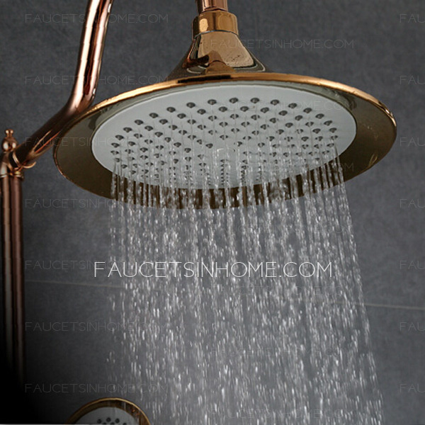 Antique Rose Gold Brass Elevating Outdoor Bathroom Shower Faucets