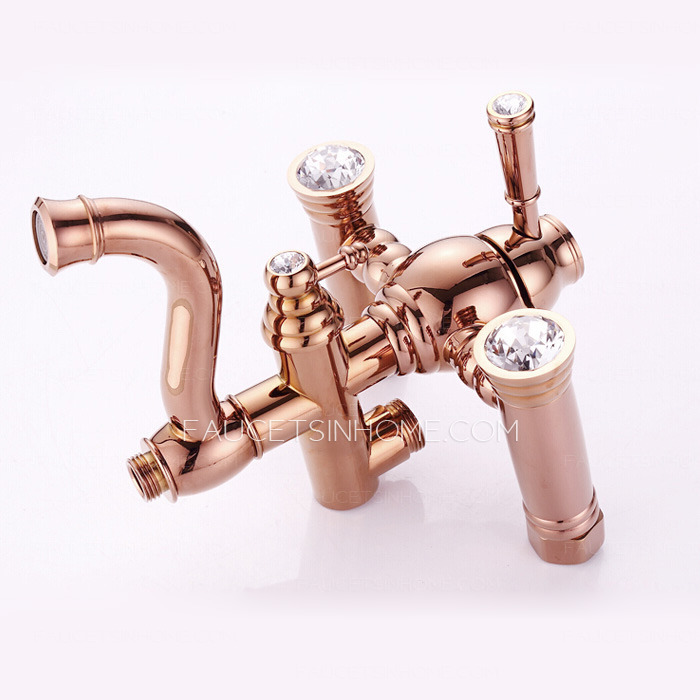 Classical Brass Rose Gold Top Bathroom Shower Faucets System