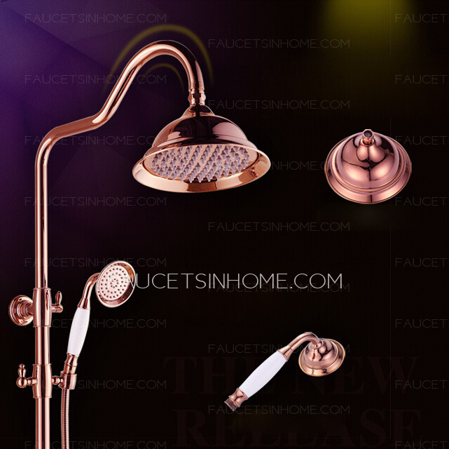 Classical Brass Rose Gold Top Bathroom Shower Faucets System