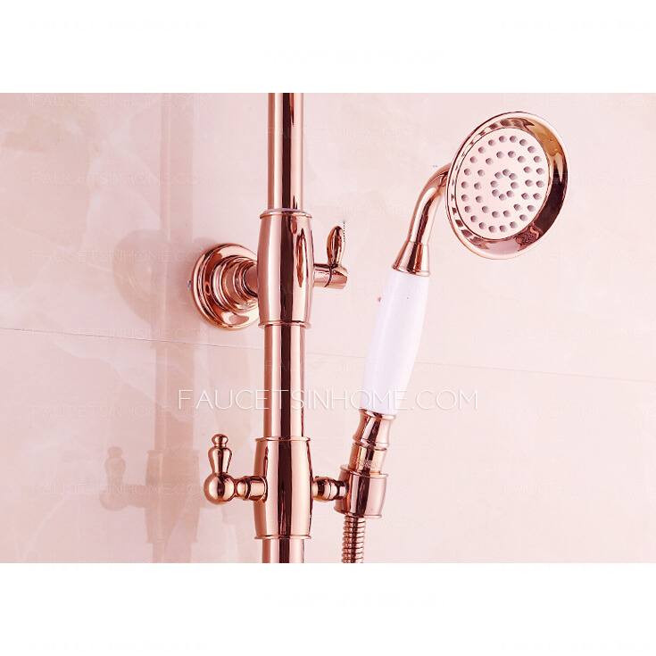 Top Rated Rose Gold Brass Exposed Bathroom Shower Faucets