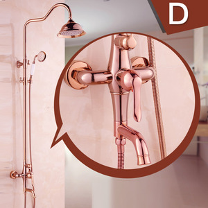 Top Rated Rose Gold Brass Exposed Bathroom Shower Faucets