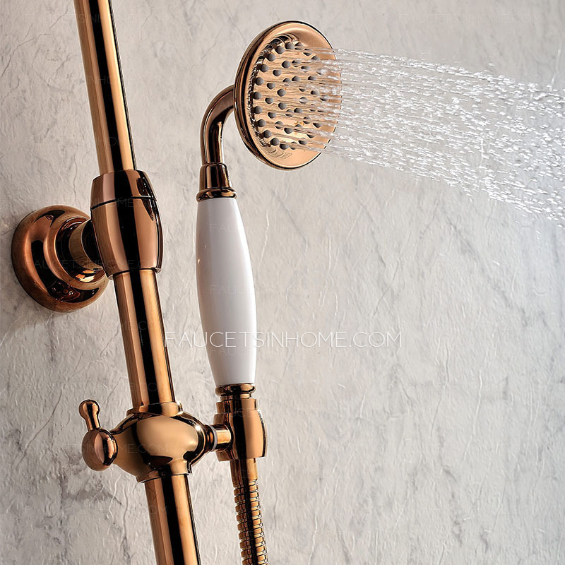 Professional Brass Rose Gold Outdoor Bathroom Shower Faucets