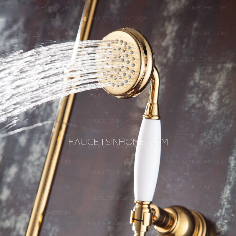 High End Ceramic Rose Gold Outside Brass Bathroom Shower Faucets