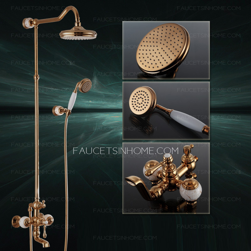 High End Ceramic Rose Gold Outside Brass Bathroom Shower Faucets