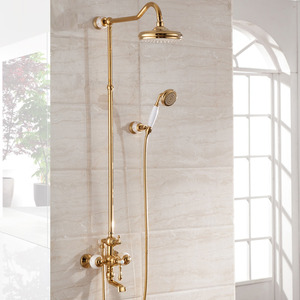 High End Ceramic Rose Gold Outside Brass Bathroom Shower Faucets