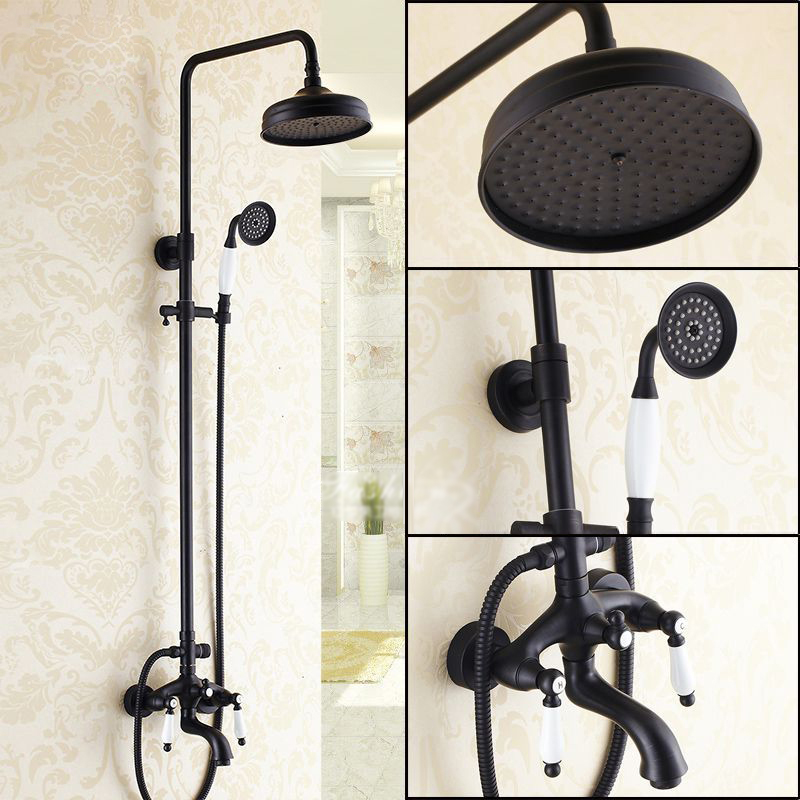 Antique Oil Rubbed Bronze Black Two Handle Outdoor Shower Faucets